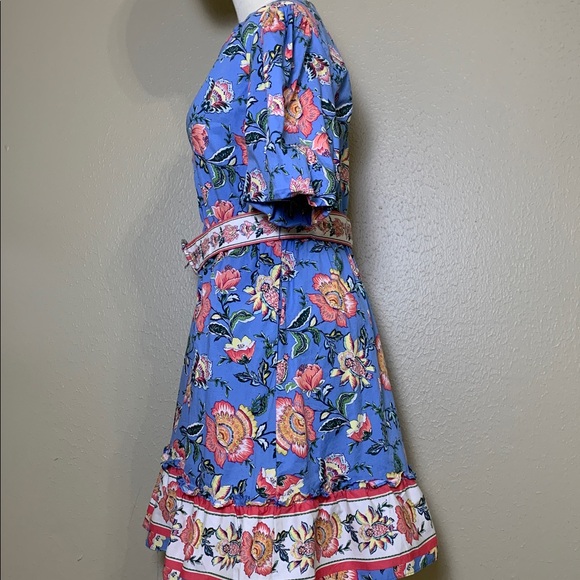 Joie Women’s Baja Blue Floral Puff Sleeve Mini Dress With Belt Summer Chic 4 - Picture 4 of 8